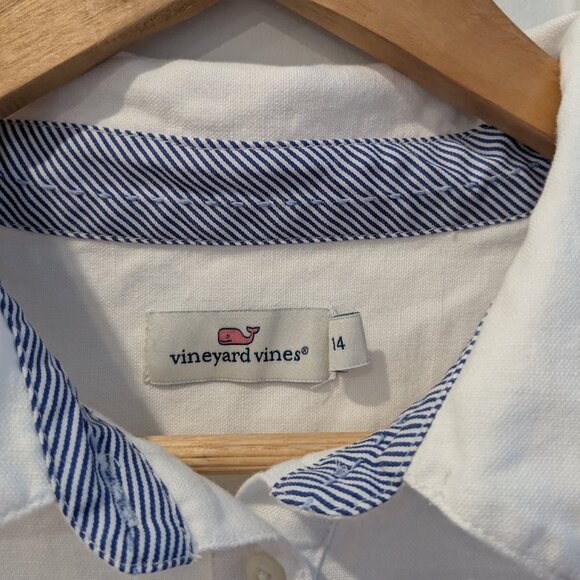 Vineyard Vines white short sleeve shirtdress with belt - Picture 2 of 9